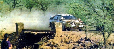 Michèle Mouton - Fabrizia Pons
31º Marlboro Safari Rally 1983. Audi Quattro A1 (IN-YC 19). Clasificada 3ª.

Del 30 de Marzo al 4 de Abril, Nairobi, Kenya, África.
Superficie: tierra.

El Rally tenia un total de 5035 km en los que 1620.95 km se encontraban 26 controles horarios.

Tomaron la salida 78 equipos, finalizaron 22.@
Palabras clave: Michele_Mouton;Audi;Quattro;Grupo_B;Safari;1983;Womens;Mujeres