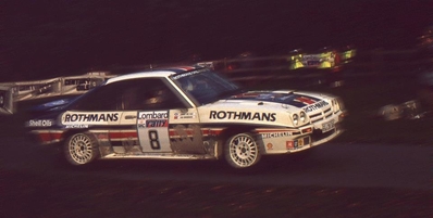 Jimmy McRae - Ian Grindrod
32º Lombard RAC Rally 1983. Opel Manta 400 (GG-CN 346). Clasificado 3º.

Del 19 al 22 de Noviembre, Bath, Inglaterra.
Superficie: tierra.

El Rally tenia un total de 2231 km de los que 835.33 km divididos en 59 tramos eran especiales, (2 de ellas fueron canceladas SS22 Wark de 38.14 Km y SS41).

Se inscribieron 139 equipos, tomaron la salida 127, finalizaron 61.@
Palabras clave: Jimmy_McRae;Opel;Manta;Grupo_B;Gran_Bretaña;1983;RAC_Rally