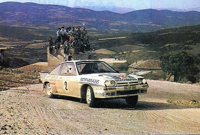 Ari Vatanen - Terry Harryman
30º Rothmans Acropolis Rally 1983. Opel Manta 400 (GG-CP 680). Clasificado 4º.

Del 30 de Mayo al 2 de Junio, Atenas, Grecia.
Superficie: tierra.

El Rally tenia un total de 2264 km de los que 843.30 km divididos en 45 tramos eran especiales, (uno de ellos fue cancelado SS22 Tsouka de 6.57 km).

Tomaron la salida 120 equipos, finalizaron 36.@
Palabras clave: ;Terry_Harryman;Opel;Manta;Grecia;grupo_B;1983;Acropolis