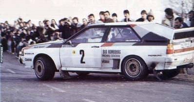 Hannu Mikkola - Arne Hertz
51º Rallye Automobile de Monte-Carlo 1983. Audi Quattro A1 (IN-NM 62). Clasificado 4º.

Del 22 al 28 de Enero, Monte-Carlo.
Superficie: asfalto - nieve.

RMC clasificó a todos los equipos que terminaron el 