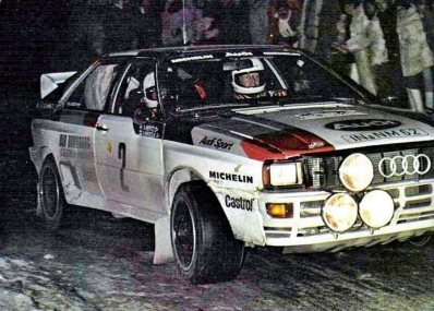 Hannu Mikkola - Arne Hertz
51º Rallye Automobile de Monte-Carlo 1983. Audi Quattro A1 (IN-NM 62). Clasificado 4º.

Del 22 al 28 de Enero, Monte-Carlo.
Superficie: asfalto - nieve.

RMC clasificó a todos los equipos que terminaron el 