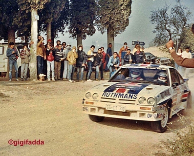 Henri Toivonen - Fred Gallagher
25º Rally Sanremo 1983. Opel Manta 400 (GG-CT 310). Clasificado 4º.

Del 2 al 7 de Octubre, Sanremo, Liguria, Imperia, Italia.
Superficie: Asfalto - Grava.

El Rally tenia un total de 2695.00 km de los que 775.89 km divididos en 58 tramos, eran especiales.

Tomaron la salida 97, finalizaron 36.@
Palabras clave: Henri_Toivonen;Opel;Manta;Grupo_B;Sanremo;1983