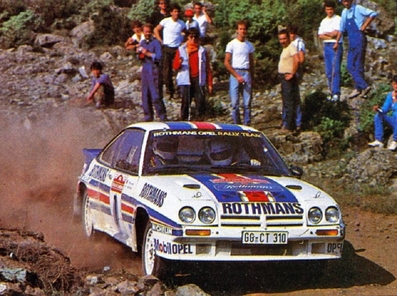Henri Toivonen - Fred Gallagher
25º Rally Sanremo 1983. Opel Manta 400 (GG-CT 310). Clasificado 4º.

Del 2 al 7 de Octubre, Sanremo, Liguria, Imperia, Italia.
Superficie: Asfalto - Grava.

El Rally tenia un total de 2695.00 km de los que 775.89 km divididos en 58 tramos, eran especiales.

Tomaron la salida 97, finalizaron 36.@
Palabras clave: Henri_Toivonen;Opel;Manta;Grupo_B;Sanremo;1983