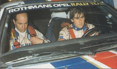 Henri Toivonen - Fred Gallagher
25º Rally Sanremo 1983. Opel Manta 400 (GG-CT 310). Clasificado 4º.

Del 2 al 7 de Octubre, Sanremo, Liguria, Imperia, Italia.
Superficie: Asfalto - Grava.

El Rally tenia un total de 2695.00 km de los que 775.89 km divididos en 58 tramos, eran especiales.

Tomaron la salida 97, finalizaron 36.@
Palabras clave: Henri_Toivonen;Opel;Manta;Grupo_B;Sanremo;1983;Personajes
