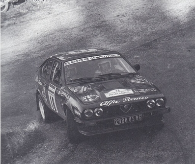 Yves Loubet - Jean-Bernard Vieu
42º Tour de France Automobile 1983. Alfa Romeo Alfetta GTV6 (2888 US 06). Clasificado 4º.

Del 19 al 23 Septiembre, Paris, Nice, Francia.
Superficie: asfalto.

El Rally tenia un total de 2800.00 km de los que 630.00 km divididos en 3 etapas y 32 tramos eran especiales (uno de ellos fue cancelado SS27 Col du Noyer).

Tomaron la salida 84 equipos, finalizaron 37.@
Palabras clave: Alfa;Romeo;Tour_France_Automobile;1983