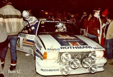 Ari Vatanen - Terry Harryman
51º Rallye Automobile de Monte-Carlo 1983. Opel Ascona 400 (GG-CK 188). Clasificado 5º.

Del 22 al 28 de Enero, Monte-Carlo.
Superficie: asfalto - nieve.

RMC clasificó a todos los equipos que terminaron el 