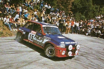 Bruno Saby - Chris Williams
27º Tour de Corse - Rallye de France 1983. Renault 5 Turbo "Tour de Corse" (6711 WE 38). Clasificado 5º.

Del 5 al 7 de Mayo, Ajaccio, Córcega, Francia.
Superficie: asfalto.

El Rally tenia un total de 1715.10 km de los que 1066.10 km divididos en 32 tramos eran especiales.

Tomaron la salida 178 equipos, finalizaron 57.@
Palabras clave: ;Corse;Corcega;renault;Turbo;Grupo_B;1983