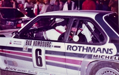 Henri Toivonen - Fred Gallagher
51º Rallye Automobile de Monte-Carlo 1983. Opel Ascona 400, (GG-CK 217). Clasificado 6º.
Rothmans Opel Rally Team

Del 22 al 28 de Enero, Monte-Carlo.
Superficie: asfalto - nieve.

RMC clasificó a todos los equipos que terminaron el "Parcours Commun" (después de SS21).
De los 150 equipos, solo los 100 mejores pudieron competir en el último tramo "Parcours Final".
Los equipos que no completaron todas las etapas recibieron tiempos de penalización, incluso para aquellos que no terminaron el último tramo.
86 equipos completaron todo el rally, dos fueron descalificados.

El Rally tenia un total de 4197 km de los que 709 km divididos en 31 tramos eran especiales, (2 de ellas fue canceladas SS6 Pont des Miolans de 22 Km y SS15 St Jeans en Royans de 38 Km).

Se inscribieron 263 equipos, tomaron la salida 250, finalizaron 149.
@
Palabras clave: Henri_Toivonen;Opel;Ascona;Montecarlo;Grupo_B;1983