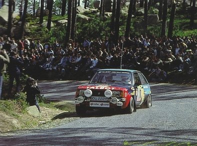 Antonio Zanini Sans - Victor Sabater
17º Rally de Portugal - Vinho do Porto 1983. Talbot Sunbeam Lotus (BDU 222Y). Clasificado 6º.

Del 2 al 5 de Marzo, Estoril, Lisboa, Portugal.
Supeficie: asfalto - tierra.

El Rally tenia un total de 2325 km de los que 674.50 km divididos en 43 tramos eran especiales (3 de ellos fueron cancelados SS12 Figueira de Foz de 9 Km, SS13 Prestimo de 12,50 Km, SS14 Vouga de 10 Km).

Tomaron la salida 86 equipos, finalizaron 31.@
Palabras clave: Antonio_Zanini;Victor_Sabater;Talbot;Sunbeam;Lotus;Grupo_B;Portugal;1983