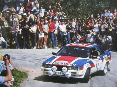 Anthony (Tony) Pond - Rob Arthur
27º Tour de Corse - Rallye de France 1983. Nissan 240RS (UIA 4275). Clasificado 6º.

Del 5 al 7 de Mayo, Ajaccio, Córcega, Francia.
Superficie: asfalto.

El Rally tenia un total de 1715.10 km de los que 1066.10 km divididos en 32 tramos eran especiales.

Tomaron la salida 178 equipos, finalizaron 57.@
Palabras clave: Tony_Pond;Nissan;Grupo_B;Corse;Corcega;1983