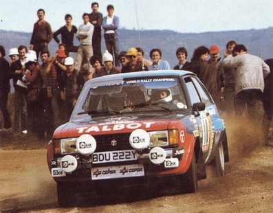 Antonio Zanini Sans - Victor Sabater
17º Rally de Portugal - Vinho do Porto 1983. Talbot Sunbeam Lotus (BDU 222Y). Clasificado 6º.

Del 2 al 5 de Marzo, Estoril, Lisboa, Portugal.
Supeficie: asfalto - tierra.

El Rally tenia un total de 2325 km de los que 674.50 km divididos en 43 tramos eran especiales (3 de ellos fueron cancelados SS12 Figueira de Foz de 9 Km, SS13 Prestimo de 12,50 Km, SS14 Vouga de 10 Km).

Tomaron la salida 86 equipos, finalizaron 31.@
Palabras clave: ;Victor_Sabater;Talbot;Sunbeam;Lotus;Portugal;1983
