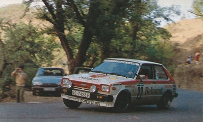 Tomas Gonzalez - Miguel A. Dominguez
7º El Corte Inglés 1983 (Canarias). Toyota Starlet. Clasificado 6º.@
Palabras clave: ;Toyota;Starlet;Corte_Ingles;Canarias;1983