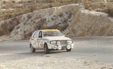 Alfredo del Águila - Carlos Lesmes
31º Sol RACE Rallye 1983. Citröen Visa Trophée. Clasificado 6º.

Del 11 al 13 de Marzo, San Juan de Alicante, Alicante, España.
Superficie: asfalto.

El Rally tenía un total de 427.80 km cronometrados.

Tomaron la salida 68 equipos, finalizaron 24.@
Palabras clave: Citroen;Visa;Grupo_B;Race;1983