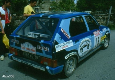 Alain Coppier - Josepha Laloz
27º Tour de Corse - Rallye de France 1983. Citröen Visa Chrono, (6568 WE 38). Clasificado 9º.

Del 5 al 7 de Mayo, Ajaccio, Córcega, Francia.
Superficie: asfalto.

El Rally tenia un total de 1715.10 km de los que 1066.10 km divididos en 32 tramos eran especiales.

Tomaron la salida 178 equipos, finalizaron 57.@
Palabras clave: ;Citroen;Visa;Grupo_B;Corcega;Corse;1983