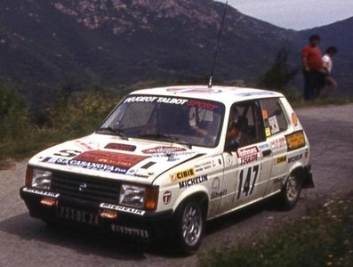 Gilbert Casanova - Mathieu Nocetto
27º Tour de Corse - Rallye de France 1983. Talbot Samba Rallye (733 DC 2A). Clasificado 14º.

Del 5 al 7 de Mayo, Ajaccio, Córcega, Francia.
Superficie: asfalto.

El Rally tenia un total de 1715.10 km de los que 1066.10 km divididos en 32 tramos eran especiales.

Tomaron la salida 178 equipos, finalizaron 57.@
Palabras clave: Talbot;Samba;Grupo_B;Corse;Corcega;1983