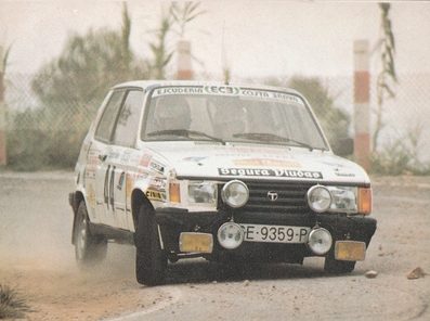 Josep Alsina - Joaquim Alsina
19º Rally Catalunya 1983. Talbot Samba S (GE-9359-P). Clasificado 16º.

Del 21 al 23 de Octubre, Catalunya, España.
Superficie: asfalto.

El Rally tenia un total de 356.90 km cronometrados, desconocemos en cuantos tramos especiales se dividian.

Tomaron la salida 97 equipos, finalizaron 54.
Palabras clave: Catalunya;1983;Talbot;Samba