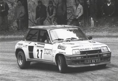 Jean Briche - Chistiane Briche
42º Tour de France Automobile 1983. Renault 5 Turbo (400 NW 55). Clasificado 18º.

Del 19 al 23 Septiembre, Paris, Nice, Francia.
Superficie: asfalto.

El Rally tenia un total de 2800.00 km de los que 630.00 km divididos en 3 etapas y 32 tramos eran especiales (uno de ellos fue cancelado SS27 Col du Noyer).

Tomaron la salida 84 equipos, finalizaron 37.@

Palabras clave: Renault;Turbo;Tour_France_Automobile;1983