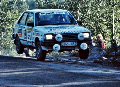 Arne Allansson - Benny Melander
33º 1000 Lakes Rally 1983. Toyota Starlet (LGZ 157). Clasificada 25º.

Del 26 al 28 de Agosto, Jyväskylä, Finlandia.
Superficie: tierra.

El Rally tenia un total de 1461.00 km de los que 472.63 km divididos en 50 tramos, eran especiales.

Se inscribieron 180 equipos, tomaron la salida 174, finalizaron 71.@
Palabras clave: Toyota;Starlet;Finlandia;1983