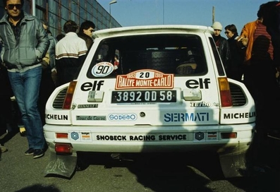Dany Snobeck - Denise Emmanuelli
51º Rallye Automobile de Monte-Carlo 1983. Renault 5 Turbo Tour de Corse (3892 QD 58). Clasificado 96º.

Del 22 al 28 de Enero, Monte-Carlo.
Superficie: asfalto - nieve.

RMC clasificó a todos los equipos que terminaron el 