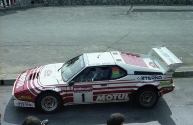 Bernard Béguin - Jean-Jacques Lenne
26º Critérium Alpin - Behra 1983. BMW M1. Abandonó, desconocemos el motivo.

Del 8 al 10 de Abril, Nice, Grasse, Alpes-Maritimos, Riviera Francesa, Francia.
Superficie: asfalto.

Desconocemos de cuantos kilómetros tanto totales como cronometrados constaba la prueba.

Tomaron la salida 147 equipos, finalizaron 67.@
Palabras clave: ;BMW;M1;Criterium_Alpin-Behra;1983;Grupo_B