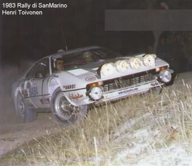 Henri Toivonen - Juha Piironen
11º Rallye di San Marino - Trofeo Stracciari 1983. Ferrari 308 GTB. Abandonó por accidente.

Del 10 al 12 de Noviembre, San Marino.

Desconocemos de cuantos kilómetros tanto totales como cronometrados constaba la prueba.

Tomaron la salida 71 equipos, finalizaron 23.@
Palabras clave: Henri_Toivonen;Ferrari;Grupo_B;San_Marino;1983