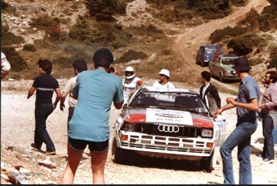 Michèle Mouton - Fabrizia Pons
30º Acrópolis Rally 1983. Audi Quattro A2 (IN-NN 86). Abandonó por accidente vuelco en SS1 Parnis de 42.17 km.

Del 30 de Mayo al 2 de Junio, Atenas, Grecia.
Superficie: tierra.

El Rally tenia un total de 2264 km de los que 843.30 km divididos en 45 tramos eran especiales, (uno de ellos fue cancelado SS22 Tsouka de 6.57 km).

Tomaron la salida 120 equipos, finalizaron 36.@
Palabras clave: Michele_Mouton;Audi;Quattro;Grupo_B;Grecia;1983;Acropolis
