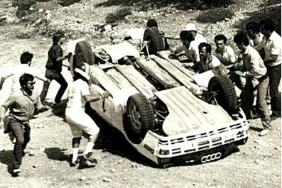 Michèle Mouton - Fabrizia Pons
30º Acrópolis Rally 1983. Audi Quattro A2 (IN-NN 86). Abandonó por accidente vuelco en SS1 Parnis de 42.17 km.

Del 30 de Mayo al 2 de Junio, Atenas, Grecia.
Superficie: tierra.

El Rally tenia un total de 2264 km de los que 843.30 km divididos en 45 tramos eran especiales, (uno de ellos fue cancelado SS22 Tsouka de 6.57 km).

Tomaron la salida 120 equipos, finalizaron 36.

© Costas Vasilogiannis
Foto 3 de 7.
@
Palabras clave: Michele_Mouton;Audi;Quattro;Grupo_B;Grecia;1983;Acropolis;Crash;Personajes