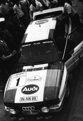 Michèle Mouton - Fabrizia Pons
30º Rothmans Acropolis Rally 1983. Audi Quattro A2 (IN-NN 86). Abandonó por accidente (vuelco) en SS1 Parnis de 42.17 km

Del 30 de Mayo al 2 de Junio, Atenas, Grecia.
Superficie: tierra.

El Rally tenia un total de 2264 km de los que 843.30 km divididos en 45 tramos eran especiales, (uno de ellos fue cancelado SS22 Tsouka de 6.57 km).

Tomaron la salida 120 equipos, finalizaron 36.@
Palabras clave: Michele_Mouton;Audi;Quattro;Grupo_B;Acropolis;Grecia;1983