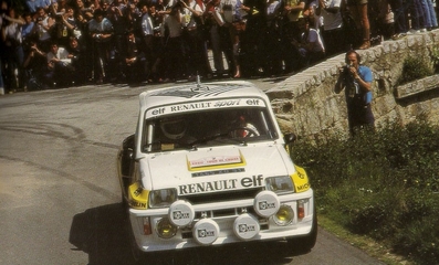 Jean Ragnotti - Jean-Marc Andrié
27º Tour de Corse - Rallye de France 1983. Renault 5 Turbo Tour de Corse (1465 XD 91) Abandonó al chocar con una vaca en SS15 Chiatra - Ponte Nuovo de 64.80 km.

Del 5 al 7 de Mayo, Ajaccio, Córcega, Francia.
Superficie: asfalto.

El Rally tenia un total de 1715.10 km de los que 1066.10 km divididos en 32 tramos eran especiales.

Tomaron la salida 178 equipos, finalizaron 57.@
Palabras clave: ;Renault;Turbo;Grupo_B;Corcega;1983;Corse