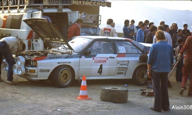 Hannu Mikkola - Arne Hertz
27º Tour de Corse - Rallye de France 1983. Audi Quattro A2 (IN-NL 67). Abandonó por accidente en SS23 Plaine de Peri - Capigliolo de 35.60 Km.

Del 5 al 7 de Mayo, Ajaccio, Córcega, Francia.
Superficie: asfalto.

El Rally tenia un total de 1715.10 km de los que 1066.10 km divididos en 32 tramos eran especiales.

Tomaron la salida 178 equipos, finalizaron 57.@
Palabras clave: ;Audi;Quattro;Corcega;Grupo_B;1983;Corse