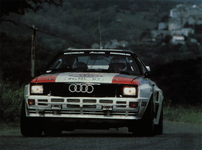 Hannu Mikkola - Arne Hertz
27º Tour de Corse - Rallye de France 1983. Audi Quattro A2 (IN-NL 67). Abandonó por accidente en SS23 Plaine de Peri - Capigliolo de 35.60 Km.

Del 5 al 7 de Mayo, Ajaccio, Córcega, Francia.
Superficie: asfalto.

El Rally tenia un total de 1715.10 km de los que 1066.10 km divididos en 32 tramos eran especiales.

Tomaron la salida 178 equipos, finalizaron 57.@
Palabras clave: ;Audi;Quattro;Corcega;Grupo_B;1983;Corse