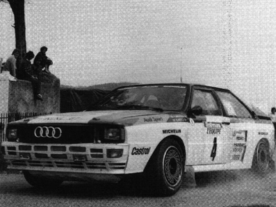 Hannu Mikkola - Arne Hertz
27º Tour de Corse - Rallye de France 1983. Audi Quattro A2 (IN-NL 67). Abandonó por accidente en SS23 Plaine de Peri - Capigliolo de 35.60 Km.

Del 5 al 7 de Mayo, Ajaccio, Córcega, Francia.
Superficie: asfalto.

El Rally tenia un total de 1715.10 km de los que 1066.10 km divididos en 32 tramos eran especiales.

Tomaron la salida 178 equipos, finalizaron 57.@
Palabras clave: ;Audi;Quattro;Corcega;Grupo_B;1983;Corse