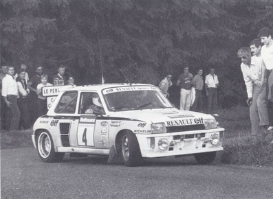Jean Ragnotti - Pierre Thimonier
42º Tour de France Automobile 1983. Renault 5 Turbo Tour de Corse (6005XA91). Abandonó por avería mecánica en SS23 St-Barthelemy de Gua 2 de 38.50 km.

Del 19 al 23 Septiembre, Paris, Nice, Francia.
Superficie: asfalto.

El Rally tenia un total de 2800.00 km de los que 630.00 km divididos en 3 etapas y 32 tramos eran especiales (uno de ellos fue cancelado SS27 Col du Noyer).

Tomaron la salida 84 equipos, finalizaron 37.@
Palabras clave: Renault;Turbo;Grupo_B;Tour_France_Automobile;1983