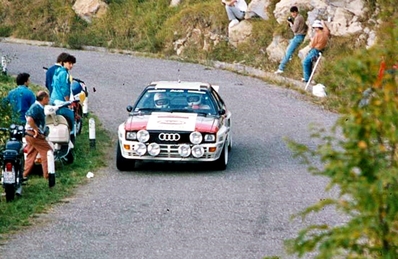Hannu Mikkola - Arne Hertz
25º Rallye Sanremo 1983. Audi Quattro A2 (IN-NX 99). Abandonó por incendio del coche en SS28 Castel Giocondo de 22.58 km.

Del 2 al 7 de Octubre, Sanremo, Liguria, Imperia, Italia.
Superficie: Asfalto - tierra

El Rally tenia un total de 2695.00 km de los que 775.89 km divididos en 58 tramos, eran especiales.

Se inscribieron 97 equipos, tomaron la salida 97, finalizaron 36.@
Palabras clave: ;Audi;Quattro;Sanremo;1983;Grupo_B