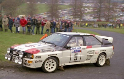 Michèle Mouton - Fabrizia Pons
32º Lombard RAC Rally 1983. Audi Quattro A2 (IN-NE 8). Abandonó por accidente en SS19 Langdale 2 de 4.26 Km.

Del 19 al 22 de Noviembre, Bath, Inglaterra.
Superficie: tierra.

El Rally tenia un total de 2231 km de los que 835.33 km divididos en 59 tramos eran especiales, (2 de ellas fueron canceladas SS22 Wark de 38.14 Km y SS41).

Se inscribieron 139 equipos, tomaron la salida 127, finalizaron 61.@
Palabras clave: Michele_Mouton;Audi;Grupo_B;Quattro;Gran_Bretaña;1983;RAC_Rally