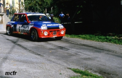 Bruno Saby - Françoise Sappey
42º Tour de France Automobile 1983. Renault 5 Turbo Tour de Corse (6711 WE 38). Abandonó por rotura de turbo en SS28 Font Belle de 21.50 km.

Del 19 al 23 Septiembre, Paris, Nice, Francia.
Superficie: asfalto.

El Rally tenia un total de 2800.00 km de los que 630.00 km divididos en 3 etapas y 32 tramos eran especiales (uno de ellos fue cancelado SS27 Col du Noyer).

Tomaron la salida 84 equipos, finalizaron 37.@
Palabras clave: Renault;Turbo;Grupo_B;Tour_France_Automobile;1983