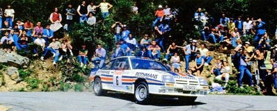 Guy Fréquelin - Jean-François Fauchille
27º Tour de Corse - Rallye de France 1983. Opel Manta 400 (GG-CM 538). Abandonó por motor en SS5 Sartene - Muratello de 47.00 Km.

Del 5 al 7 de Mayo, Ajaccio, Córcega, Francia.
Superficie: asfalto.

El Rally tenia un total de 1715.10 km de los que 1066.10 km divididos en 32 tramos eran especiales.

Tomaron la salida 178 equipos, finalizaron 57.@
Palabras clave: ;Opel;Manta;Grupo_B;Corcega;1983;Corse