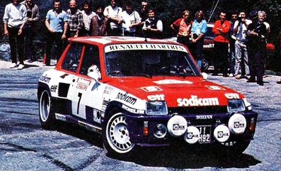 Jean-Luc Thérier - Michel Vial
27º Tour de Corse - Rallye de France 1983. Renault 5 Turbo (11 LH 92). Abandonó por fuego en SS8 Cozzano - Vivario de 51.40 Km.

Del 5 al 7 de Mayo, Ajaccio, Córcega, Francia.
Superficie: asfalto.

El Rally tenia un total de 1715.10 km de los que 1066.10 km divididos en 32 tramos eran especiales.

Tomaron la salida 178 equipos, finalizaron 57.@
Palabras clave: ;Renault;Turbo;Corcega;1983;Grupo_B;Corse