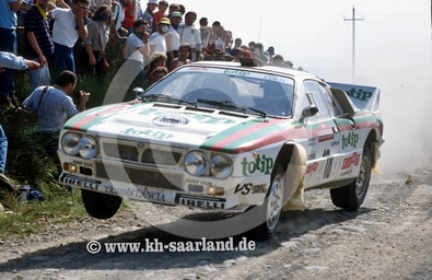 Adartico Vudafieri - Luigi Pirollo
25º Rally Sanremo 1983. Lancia Rally 037 (TO W49366). Abandonó por accidente en SS51 Ronde de 46.55 km.

Del 2 al 7 de Octubre, Sanremo, Liguria, Imperia, Italia.
Superficie: Asfalto - tierra

El Rally tenia un total de 2695.00 km de los que 775.89 km divididos en 58 tramos, eran especiales.

Se inscribieron 97 equipos, tomaron la salida 97, finalizaron 36.

©  www.kh-saarland.de
@
Palabras clave: ;Lancia;Rally;Grupo_B;1983