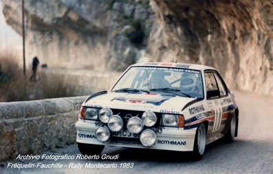 Guy Fréquelin - Jean-François Fauchille
51º Rallye Automobile de Monte-Carlo 1983. Opel Ascona 400 (GG-CJ 690). Abandonó por accidente en SS16 St Barthelemy 2 de 37.00 km.

Del 22 al 28 de Enero, Monte-Carlo.
Superficie: asfalto - nieve.

RMC clasificó a todos los equipos que terminaron el 