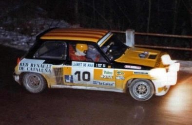 Jaume Pons - Josep Autet
31º Rally Costa Brava 1983. Renault 5 Turbo. Abandonaron cuando iban 4º en la general.

Del 18 al 20 de Febrero, Lloret de Mar, Girona, Catalunya, España.
Superficie: asfalto - tierra.

El Rally tení­a un total de 1356.5 km de los que 519.10 km divididos en 44 tramos eran especiales.

Tomaron la salida 68 equipos, finalizaron 20.@
Palabras clave: Jaume_Pons;Renault;Turbo;Grupo_B;Costa_Brava;1983