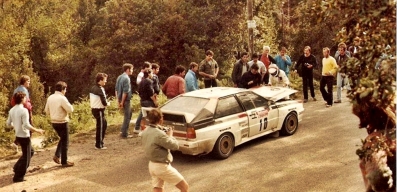 Michèle Mouton - Fabrizia Pons
27º Tour de Corse - Rallye de France 1983. Audi Quattro A2 (IN-NT 49). Abandonó por fuego en SS27 Zigliara - Arguista 2 de 28.60 Km.

Del 5 al 7 de Mayo, Ajaccio, Córcega, Francia.
Superficie: asfalto.

El Rally tenia un total de 1715.10 km de los que 1066.10 km divididos en 32 tramos eran especiales.

Tomaron la salida 178 equipos, finalizaron 57.@
Palabras clave: Michele_Mouton;Corcega;Audi;Quattro;Grupo_B;1983;Corse;Corcega
