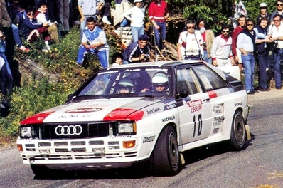 Michèle Mouton - Fabrizia Pons
27º Tour de Corse - Rallye de France 1983. Audi Quattro A2 (IN-NT 49). Abandonó por fuego en SS27 Zigliara - Arguista 2 de 28.60 Km.

Del 5 al 7 de Mayo, Ajaccio, Córcega, Francia.
Superficie: asfalto.

El Rally tenia un total de 1715.10 km de los que 1066.10 km divididos en 32 tramos eran especiales.

Tomaron la salida 178 equipos, finalizaron 57.@
Palabras clave: Michele_Mouton;Corcega;Audi;Quattro;Grupo_B;1983;Corse