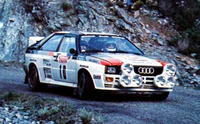 Michèle Mouton - Fabrizia Pons
27º Tour de Corse - Rallye de France 1983. Audi Quattro A2 (IN-NT 49). Abandonó por fuego en SS27 Zigliara - Arguista 2 de 28.60 Km.

Del 5 al 7 de Mayo, Ajaccio, Córcega, Francia.
Superficie: asfalto.

El Rally tenia un total de 1715.10 km de los que 1066.10 km divididos en 32 tramos eran especiales.

Tomaron la salida 178 equipos, finalizaron 57.@
Palabras clave: Michele_Mouton;Corcega;Audi;Quattro;Grupo_B;1983;Corse