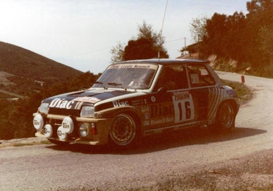 Francois Chatriot - Jean-Francois Lienere
27º Tour de Corse - Rallye de France 1983. 	Renault 5 Turbo Tour de Corse. Abandonó por motor, desconocemos en que especial.

Del 5 al 7 de Mayo, Ajaccio, Córcega, Francia.
Superficie: asfalto.

El Rally tenia un total de 1715.10 km de los que 1066.10 km divididos en 32 tramos eran especiales.

Tomaron la salida 178 equipos, finalizaron 57.
Palabras clave: ;Renault;Turbo;Grupo_B;1983;Corcega