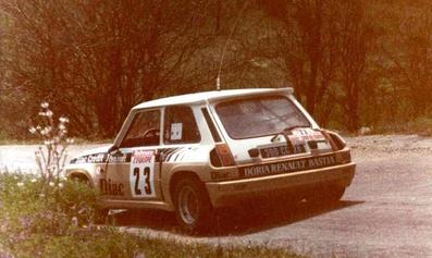 Jean-Pierre Manzagol - Jean-Michel Simonetti
27º Tour de Corse - Rallye de France 1983. Renault 5 Turbo (300 CC 2B). Abandonó por motor en SS24 Liamone - Suaricchio de 82.80 Km.

Del 5 al 7 de Mayo, Ajaccio, Córcega, Francia.
Superficie: asfalto.

El Rally tenia un total de 1715.10 km de los que 1066.10 km divididos en 32 tramos eran especiales.

Tomaron la salida 178 equipos, finalizaron 57.@
Palabras clave: Renault;Turbo;Grupo_B;Corcega;1983;Corse