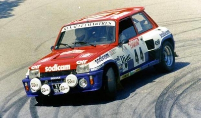 Philippe Touren - Jean-Bernard Vieu
27º Tour de Corse - Rallye de France 1983. Renault 5 Turbo Tour de Corse (21 QV 28). Abandonó por accidente en SS20 Vico - Suarricchio 62.30 Km.

Del 5 al 7 de Mayo, Ajaccio, Córcega, Francia.
Superficie: asfalto.

El Rally tenia un total de 1715.10 km de los que 1066.10 km divididos en 32 tramos eran especiales.

Tomaron la salida 178 equipos, finalizaron 57.@
Palabras clave: ;Renault;Turbo;Grupo_B;Corse;Corcega;1983