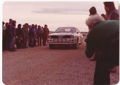 Ruben Luis Di Palma - Nestor Straimel
3º Marlboro Rally Argentina 1983. Audi Quattro A2 (IN-NL 62). Abandonó por accidente en SS4 Rahue - El Tropezon de 81.50 Km.

Di Palma que llevaba el 5º Audi oficial (en este caso alquilado), tuvieron la posibilidad de superar a 27 pilotos en el primer tramo del Rallye. El que unía Fray Louis Beltran y Valle Azul de 81.50 Km. Apenas con tres o cuatro curvas, dicha especial se realizaba con 