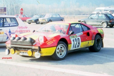 Dominique Gauthier - Michèle Gauthier
51º Rallye Automobile de Monte-Carlo 1983. Ferrari 308 GTB (4614 UU 38). Abandonó en SS5 Col des Garcinets de 22.70 km, desconocemos el motivo del abandono.

Del 22 al 28 de Enero, Monte-Carlo.
Superficie: asfalto - nieve.

RMC clasificó a todos los equipos que terminaron el "Parcours Commun" (después de SS21).
De los 150 equipos, solo los 100 mejores pudieron competir en el último tramo "Parcours Final".
Los equipos que no completaron todas las etapas recibieron tiempos de penalización, incluso para aquellos que no terminaron el último tramo.
86 equipos completaron todo el rally, dos fueron descalificados.

El Rally tenia un total de 4197 km de los que 709 km divididos en 31 tramos eran especiales, (2 de ellas fue canceladas SS6 Pont des Miolans de 22 Km y SS15 St Jeans en Royans de 38 Km).

Se inscribieron 263 equipos, tomaron la salida 250, finalizaron 149.
@
Palabras clave: Gauthier;Ferrari;GTB;Montecarlo;1983;Grupo_B