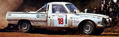Basil Criticos - John Rose
31º Marlboro Safari Rally 1983. Peugeot 504 Pickup. Fue excluí­do por llegar tarde en un control horario.

Del 30 de Marzo al 4 de Abril, Nairobi, Kenya, África.
Superficie: tierra.

El Rally tenia un total de 5035 km en los que 1620.95 km se encontraban 26 controles horarios.

Tomaron la salida 78 equipos, finalizaron 22.@
Palabras clave: Peugeot;Safari;1983;Pick-up;Grupo_B
